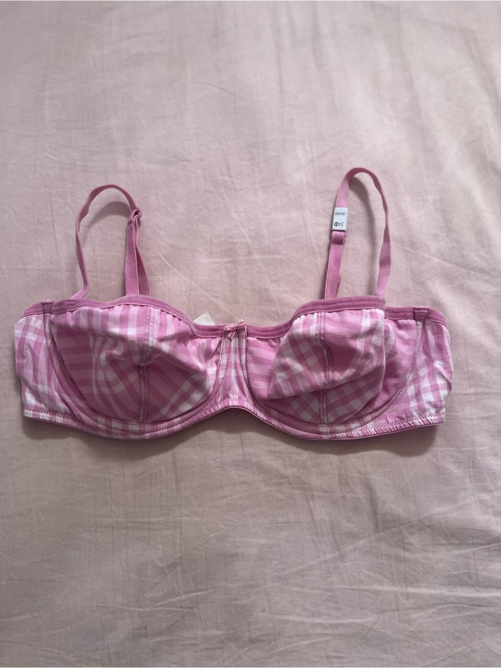 Victoria's Secret Pink Plaid and Velvet Bow Underwire Balconette Bra